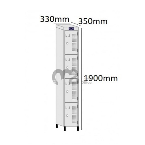 Roupeiro Para Vestiário RGRSP-2/4 35cm Sobreposto com 2 Portas  - com PITÃO - RCH